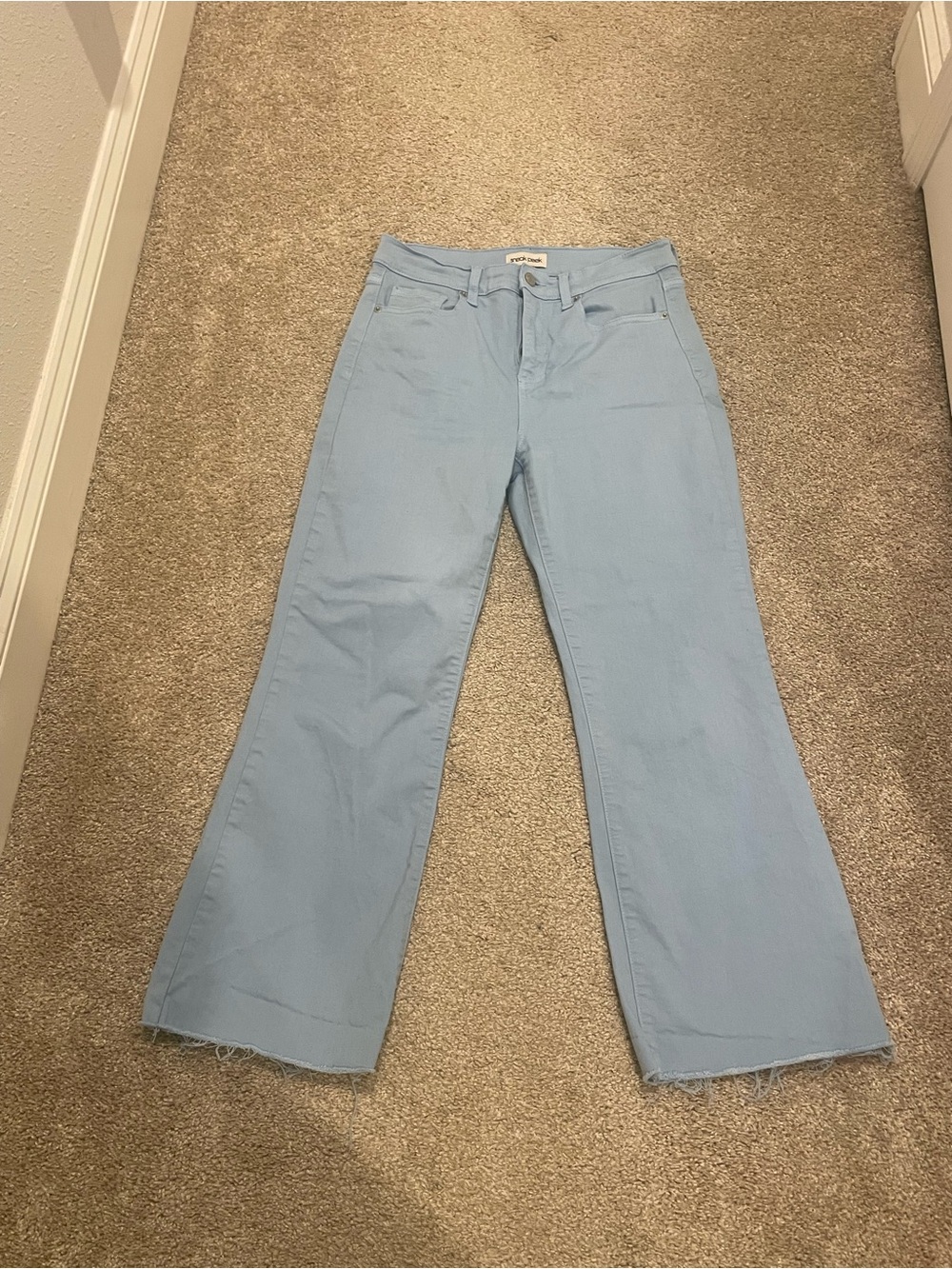 Sneak Peek Light Blue Cropped Flare Jeans